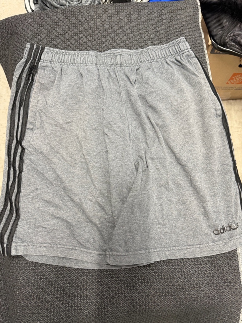 adidas Gray Athletic Shorts with Black Side Stripes